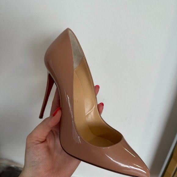 Christian Louboutin Pigalle Pumps Patent Leather Stiletto Heels Sz 38 in Nude - Picture 4 of 15